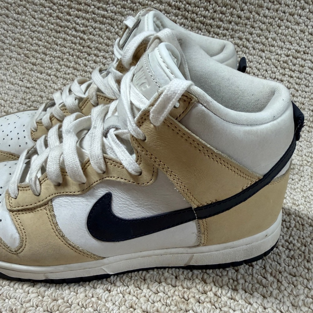 Nike Dunk High PRM Sesame Shoes Womens 7.5 White/Tan DX2044-101 Trainer Sneakers - Picture 2 of 10